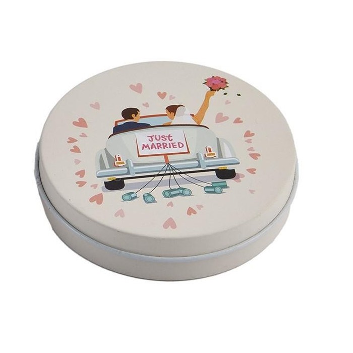 SCATOLA LATTINA CON CANDELA WEDDING 8X2CM